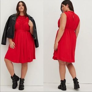 NWT Torrid Red Crinkle Gauze Crochet Swing Tank Midi Dress Plus Size 2X